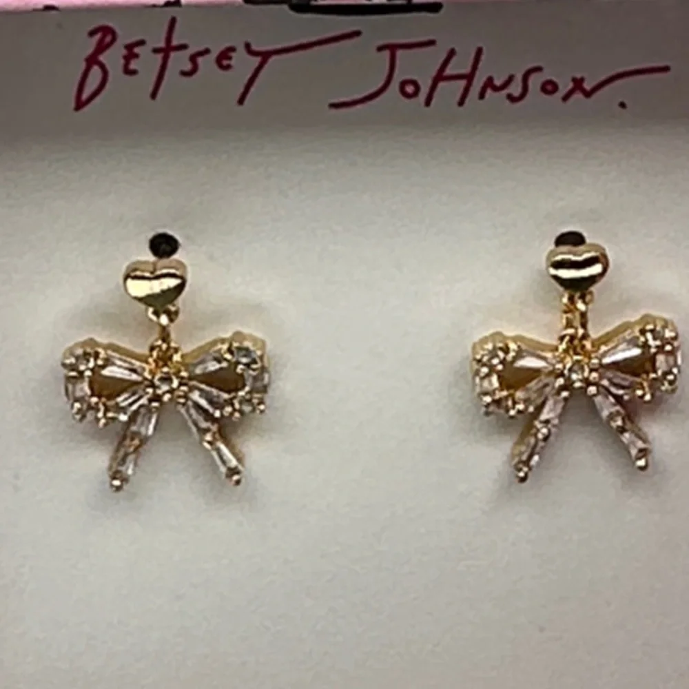 Betsey Johnson Gold Bow Earrings OR Necklace Jewelry (pick one) NWT - Picture 7 of 7